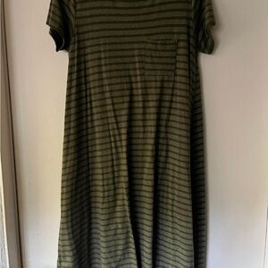 Olive green striped Carly dress by LulaRoe size small